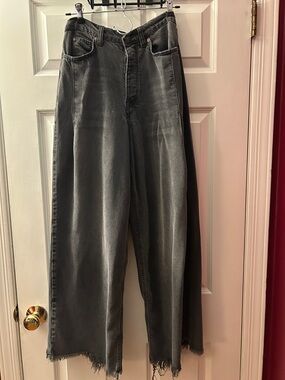 We The Free by Free People Wide Leg Baggy Jeans Washed Black/Charcoal Size 27